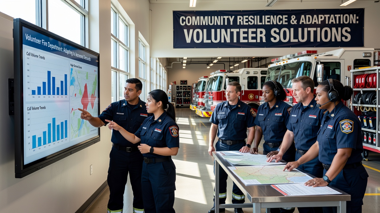 Volunteer firefighters conducting joint training exercises with neighboring departments